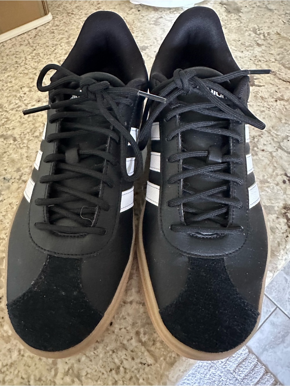 Women’s Adidas Black VL Court Bold Athletic Sneakers with White Stripes Size 9